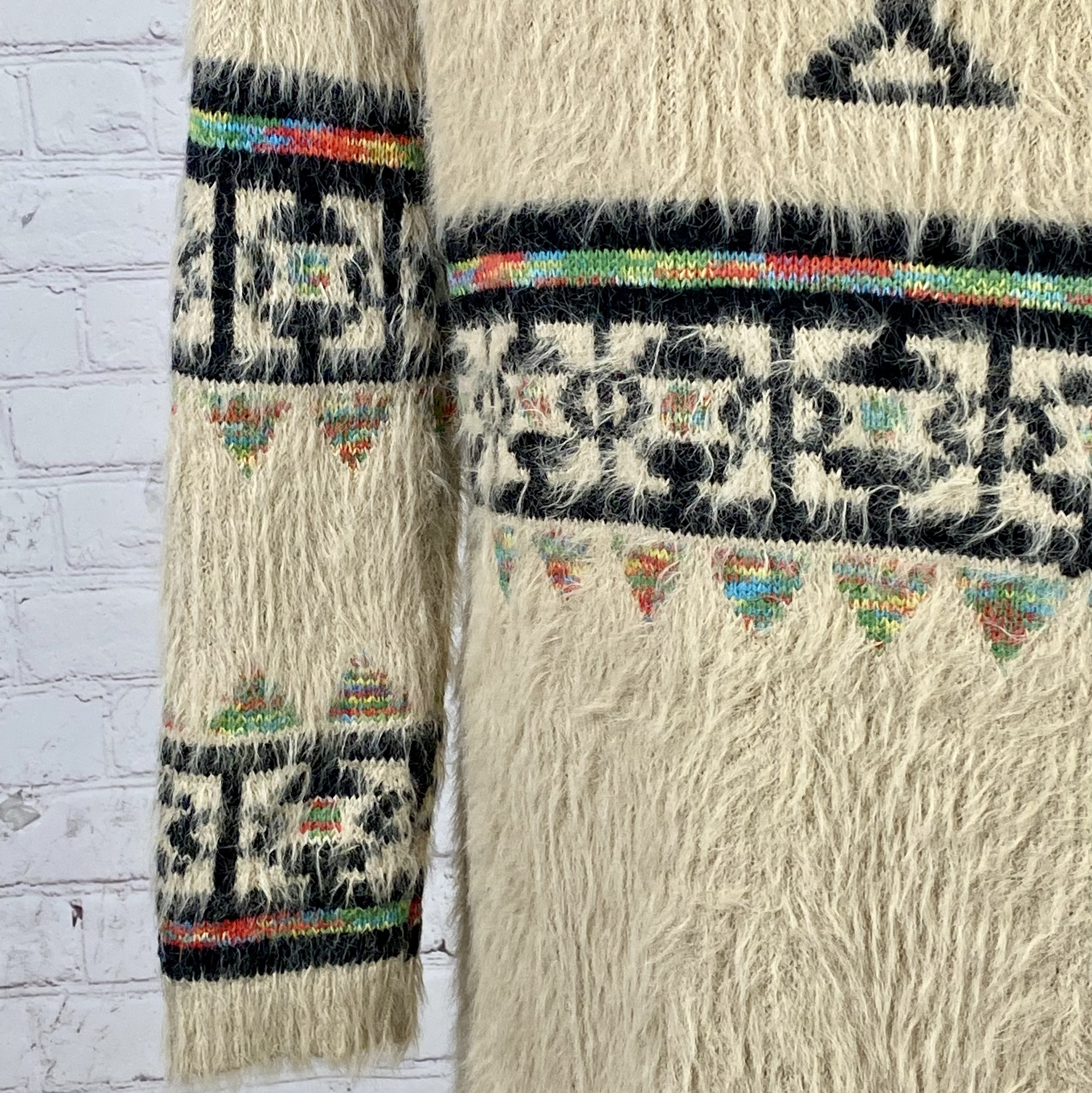 My Michelle Fuzzy Colorful Details Front Pockets Long Cardigan