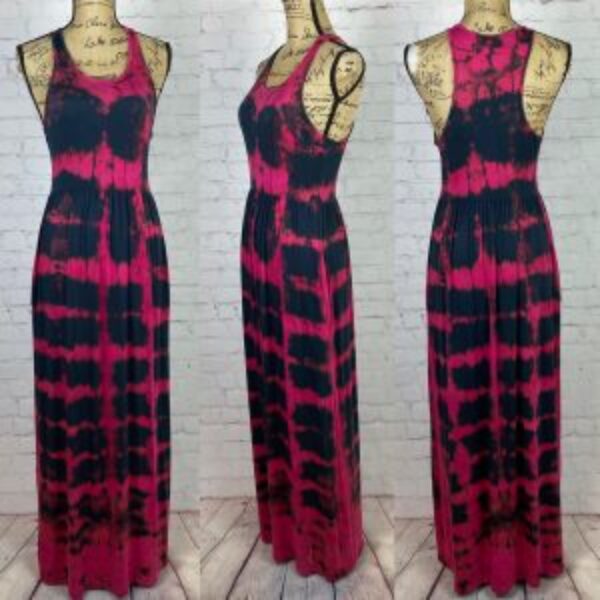 Reverse Tie Dyed Racerback Side Pockets Maxi