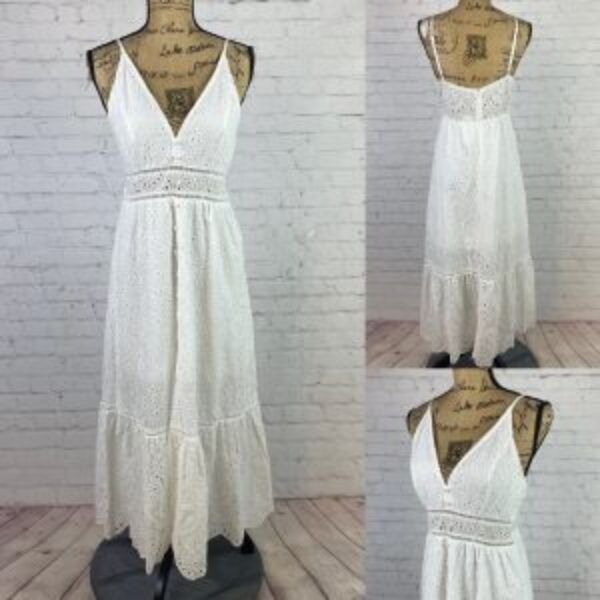 Simplee White Eyelet Cami Ruffled Dress