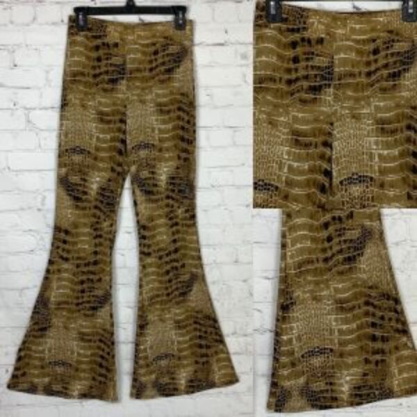 Fashion Nova Snakeskin Print Bell Bottom Chillin Pants