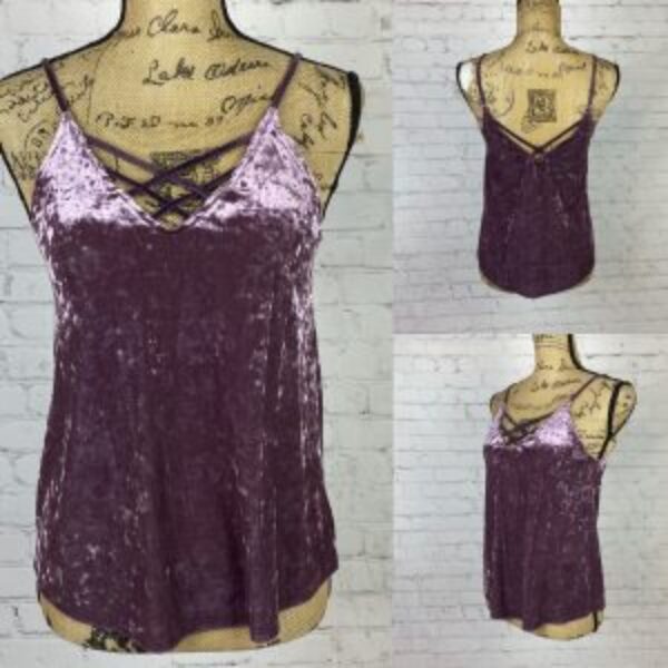 American Eagle Crush Velvet Strappy Details Cami Top