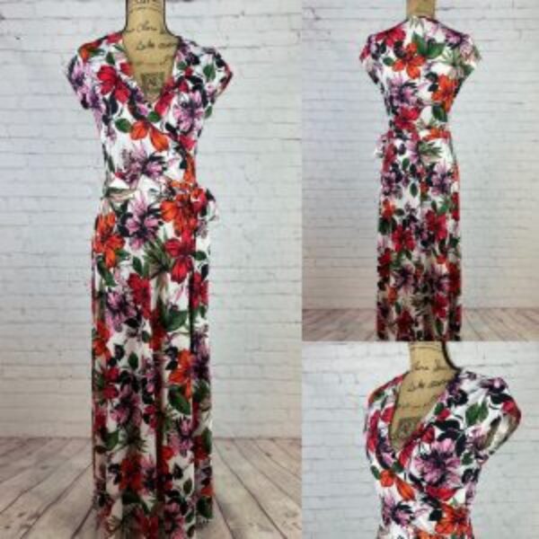 Olivia Matthews Floral Cross Front Belted Maxi