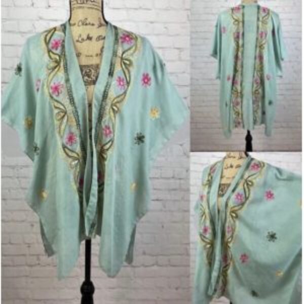 Embroidered Open Front Kimono