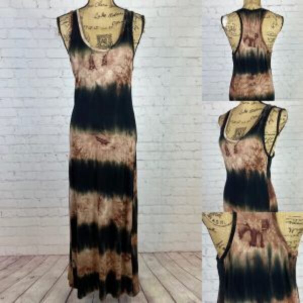 Heart & Hips Striped Tie Dyed Tank Racerback Maxi