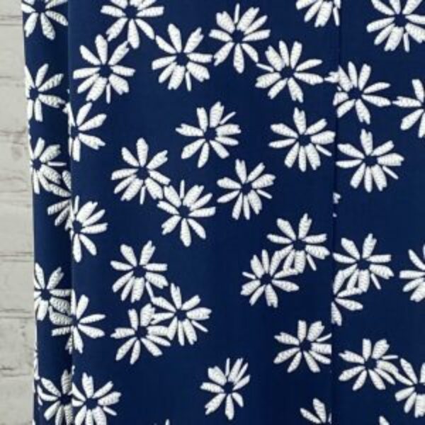 Slate Blue/White Flower Design Asymetrical Harem Jumpsuit