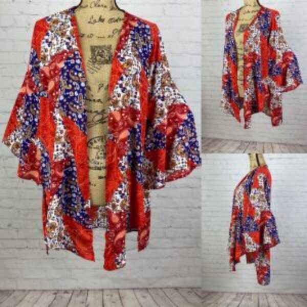 Altar’d State Patchwork Print Front Tie/Open Front Kimono