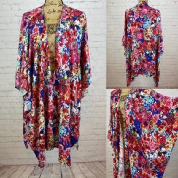 Umgee Gorgeous Floral Print Open Front Kimono