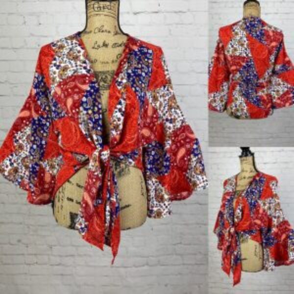 Altar’d State Patchwork Print Front Tie/Open Front Kimono