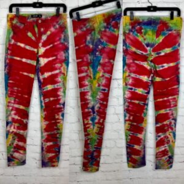 Just USA Black Label Upcycled Reverse Ice Tie Dyed Skinny Jeans