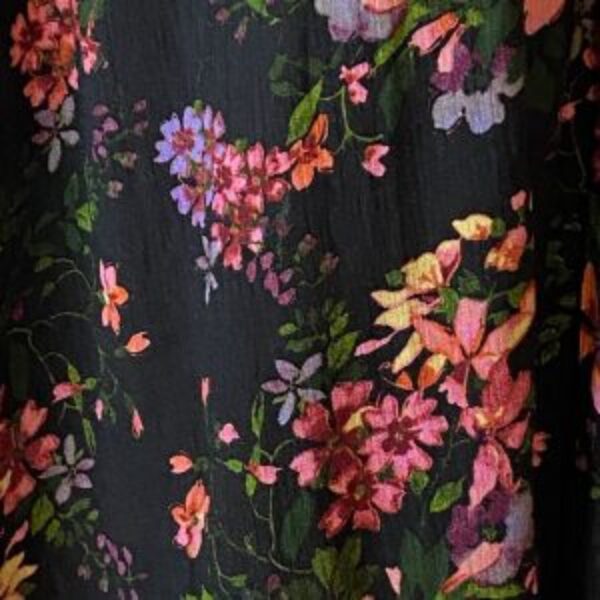 Altar’d State Black Floral Print Strapless Attached Sleeves Maxi