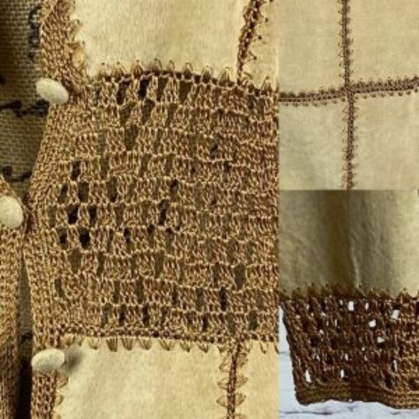 Vintage Lightweight Suede/Crochet Jacket