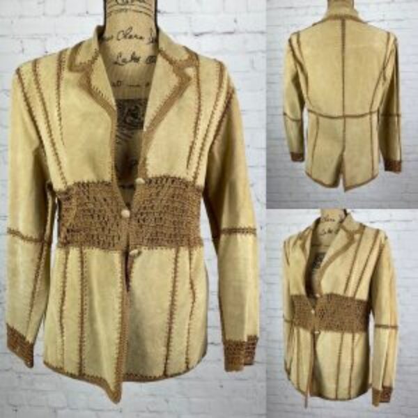 Vintage Lightweight Suede/Crochet Jacket