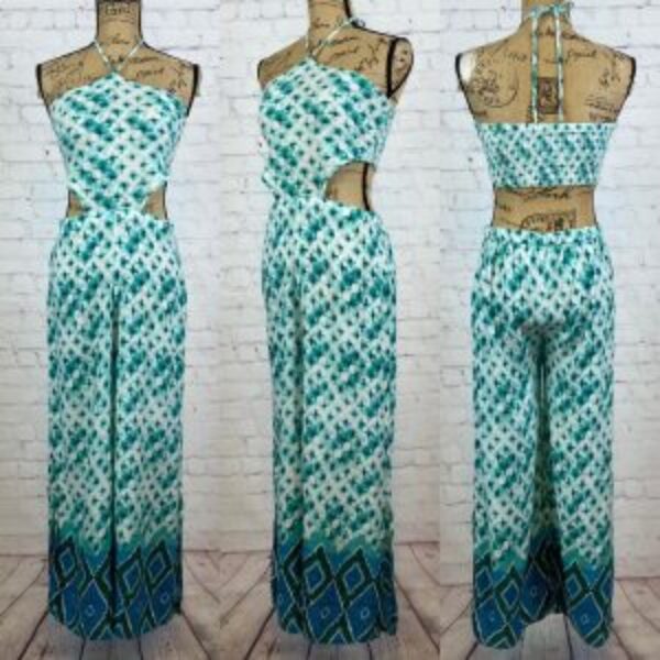 Earthbound Tie Dyed Halter Style Open Back Jumpsuit