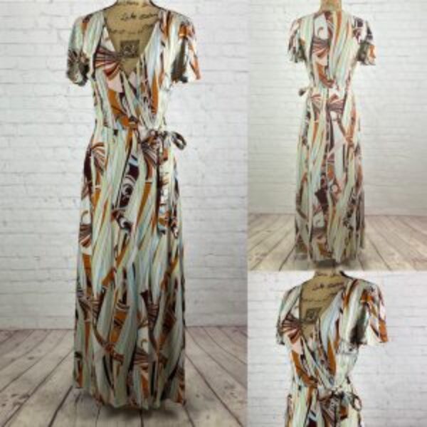 Listicle Marbled Print Front Wrap Side Ties Maxi