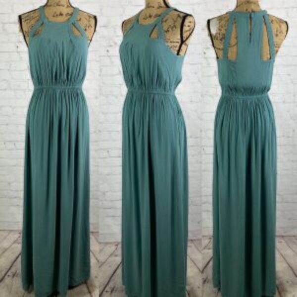 Forever 21 Sage Green Front/Back Cutouts Maxi