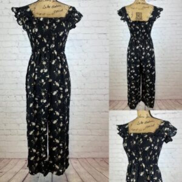 Inspired Hearts Daisy Print Wide Leg Jumpsuit