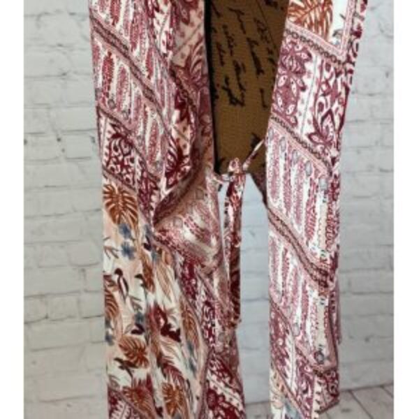 Knox Rose Boho Print Side Ties Open Front Kimono