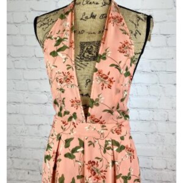 Endless Rose Orange Floral Print Halter Palazzo Jumpsuit