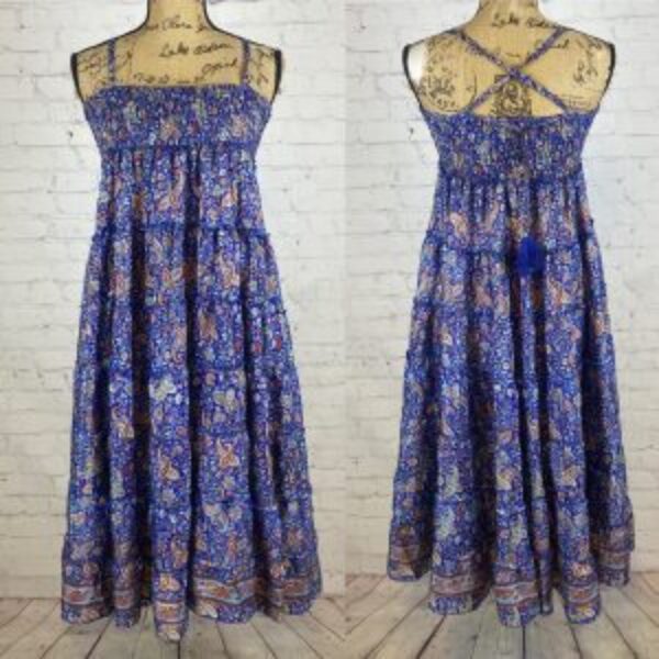 Periwinkle Blue Paisley Front Tie/Maxi Skirt Set