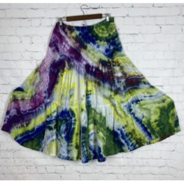 Geode Ice Tie Dyed Multi Tier Maxi Skirt