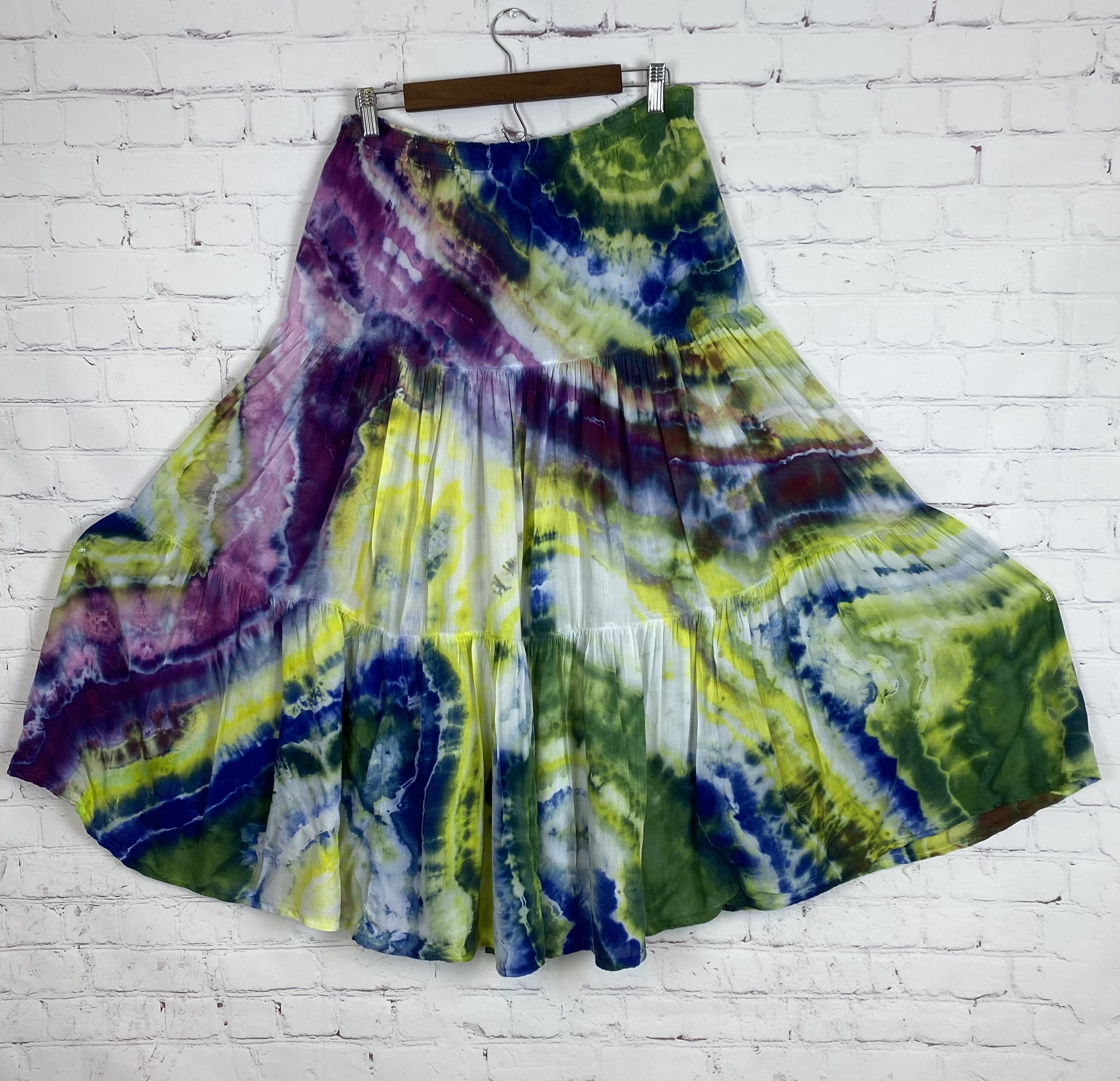 Geode Ice Tie Dyed Multi Tier Maxi Skirt