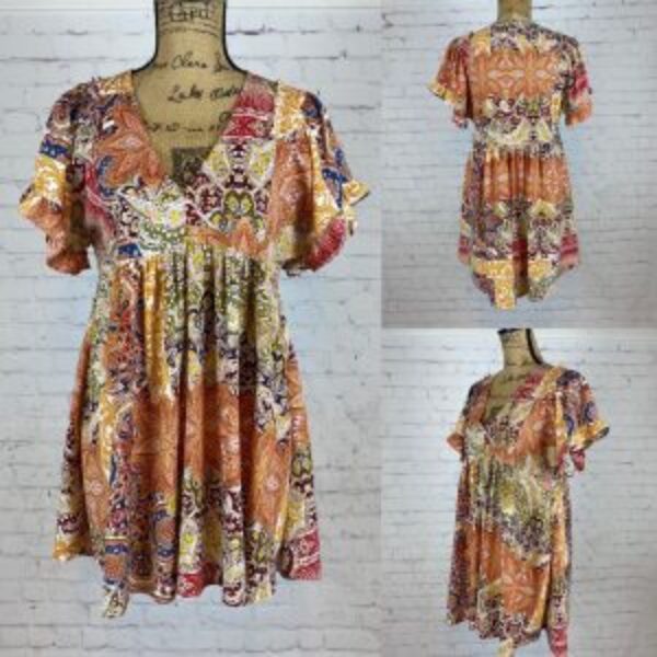 Umgee Boho Print Oversized Babydoll Dress/Tunic