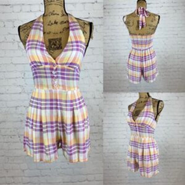 Urban Outfitters Vintage Style Plaid Halter Romper