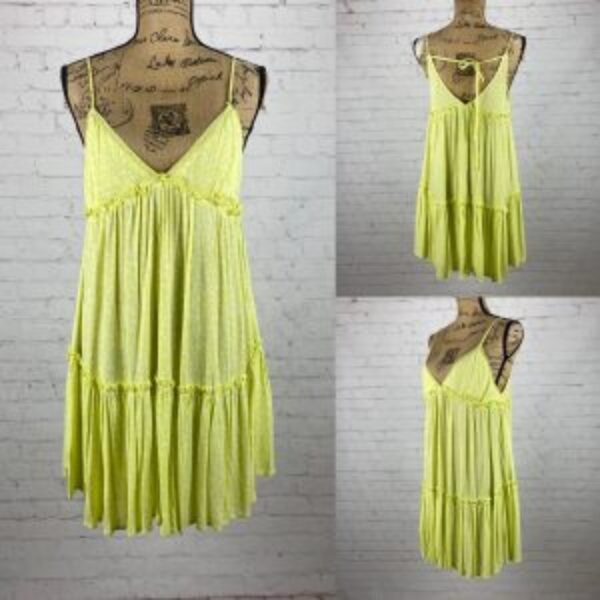 Wild Fable Crinkly Lime Green Polka Dot Tiered Sundress