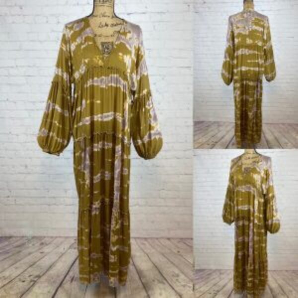 Young Fabulous & Broke Multi Tier Reverse Dyed Balloon Sleeve Maxi