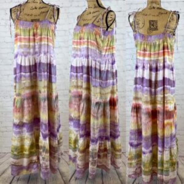 Ice Tie Dyed EXPRESS Textured Multi Tier Shoulder Ties Maxi