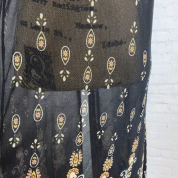 Highness Black Semi Sheer Paisley Print Open Front Long Kimono