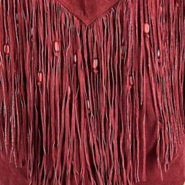 Saguaro Crimson Beaded Fringe Leather Jacket
