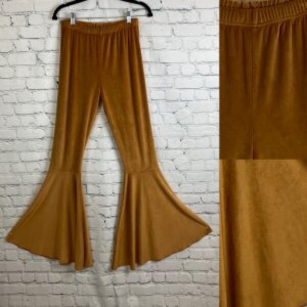 G & E Gold Velvet Super Wide Bell Bottom Pants