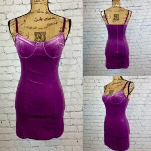 Urban Outfitters Velvet Fushia Bustier Mini Bodycon Dress