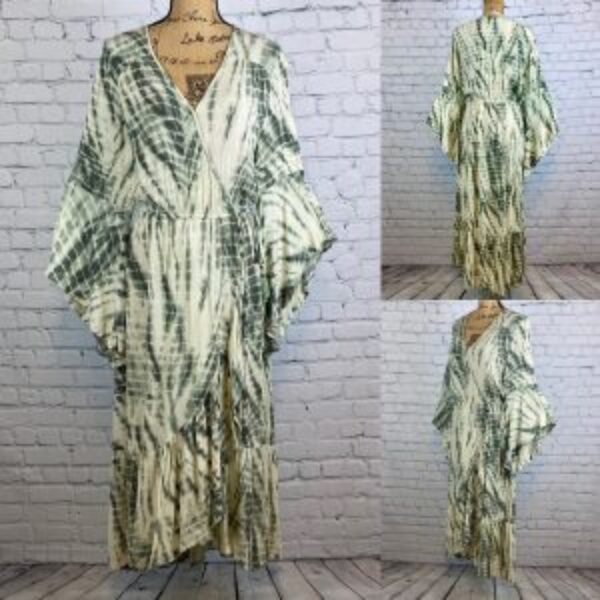 Band of Gypsies Crinkly Tie Dyed Ruffled Bell Sleeve Maxi