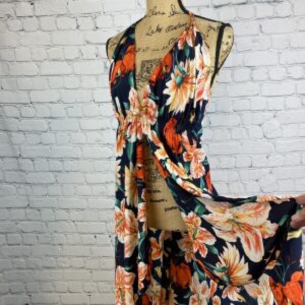 Tropical Print Halter Style Front Split High Lo Coverup