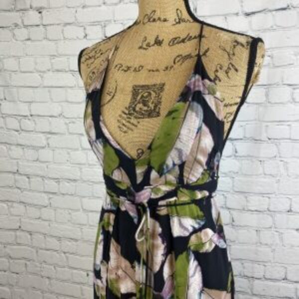 Fab’rik Floral Print Plunge Front Strappy Back Wrap Leg Jumpsuit