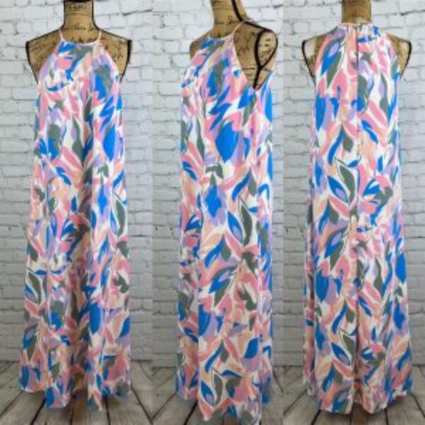 Entro Floral Print High Neck Sleeveless Maxi