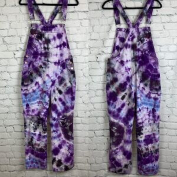 Ice Tie Dyed KanCan Distressed Dungaree Overalls