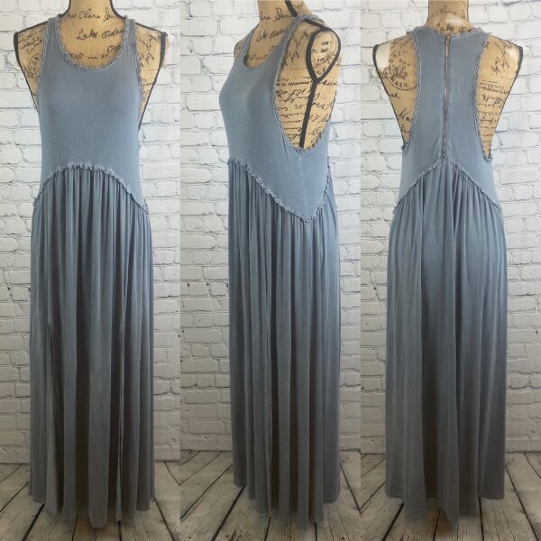 POL Stonewashed Midnight Blue Front Slits Racerback Maxi