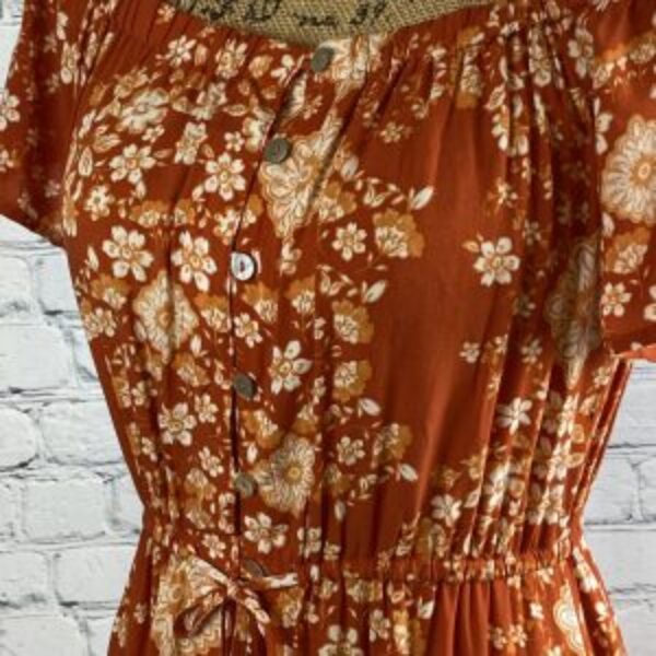 Abel The Label Orange Floral On/Off Shoulders Ruffled High Lo Hem Maxi