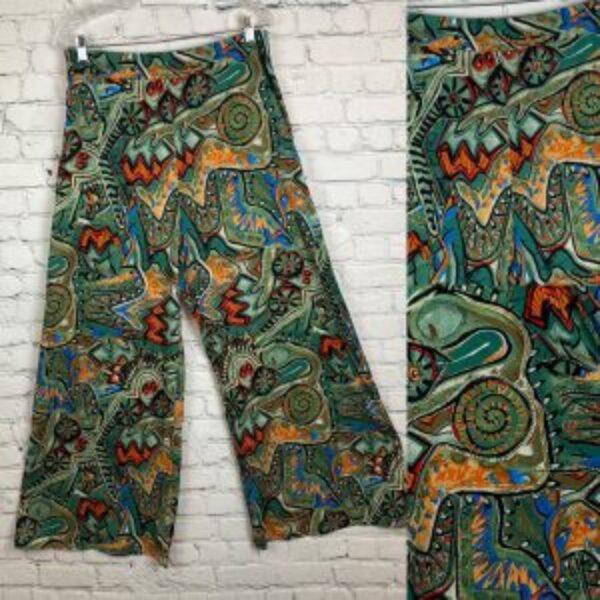 Emery Rose Green Trippy Print Palazzo Pants