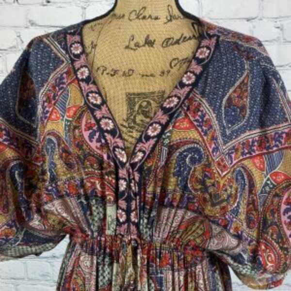 World Market Boho Print Kimono Sleeve Maxi