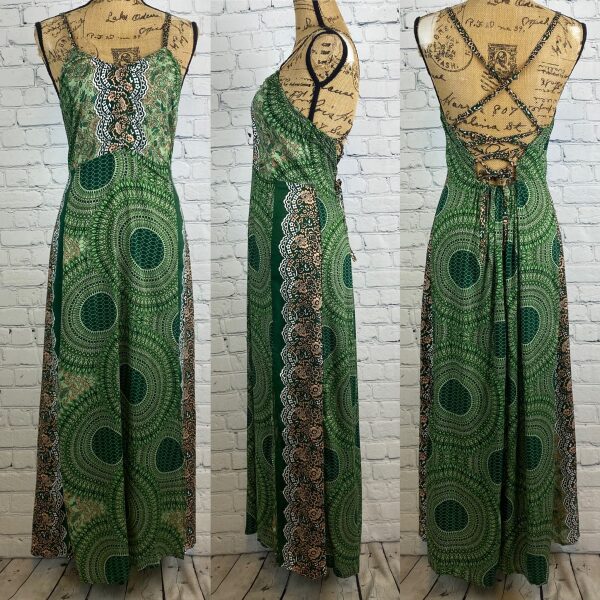 Earthtones Mandala Print Lace Up Back Maxi