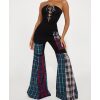 Fashion Nova Strapless Lace Up Plaid Bell Bottoms Jumpsuit - Image 2