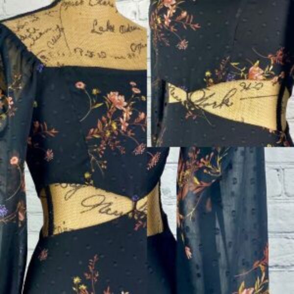 Forever 21 Semi Sheer Floral Swiss Dot Side Cutout Dress