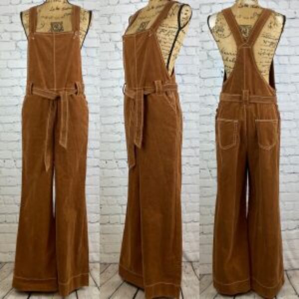 Chelsea & Violet Cinnamon Brushed Corduroy Wide Leg Overalls
