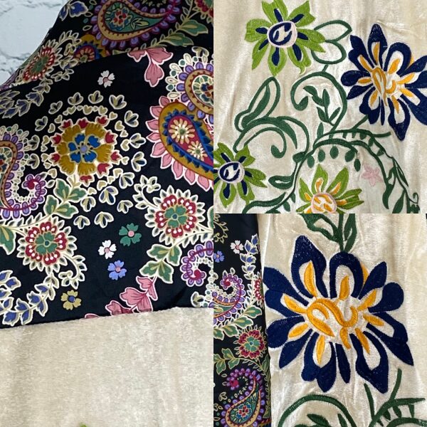 POL Velvet/Paisley Print Embroidered Details Open Front Kimono - Image 2