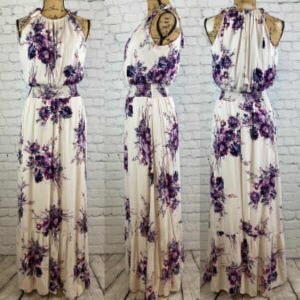 Maurice’s Floral Print Smocked Waist Ruffled Maxi