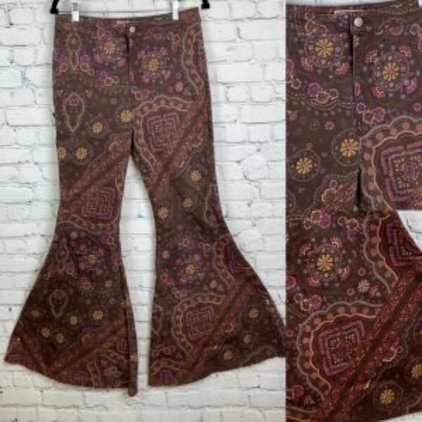 We The Free Float On Boho Print Bell Bottom Pants